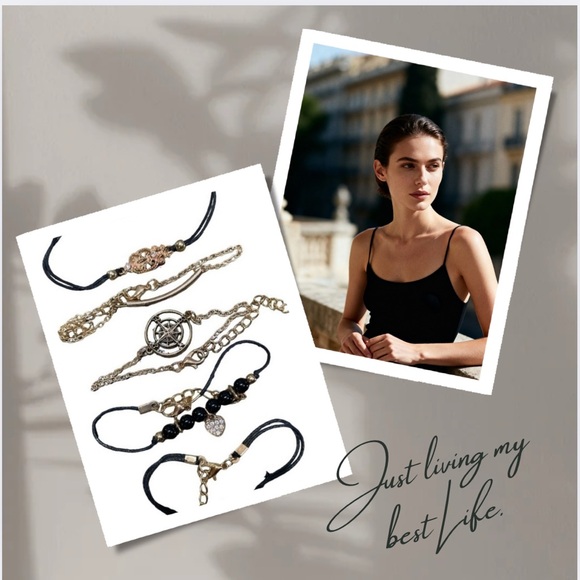 Bohemian Black And Gold Mix And Match Bracelets - Picture 1 of 9